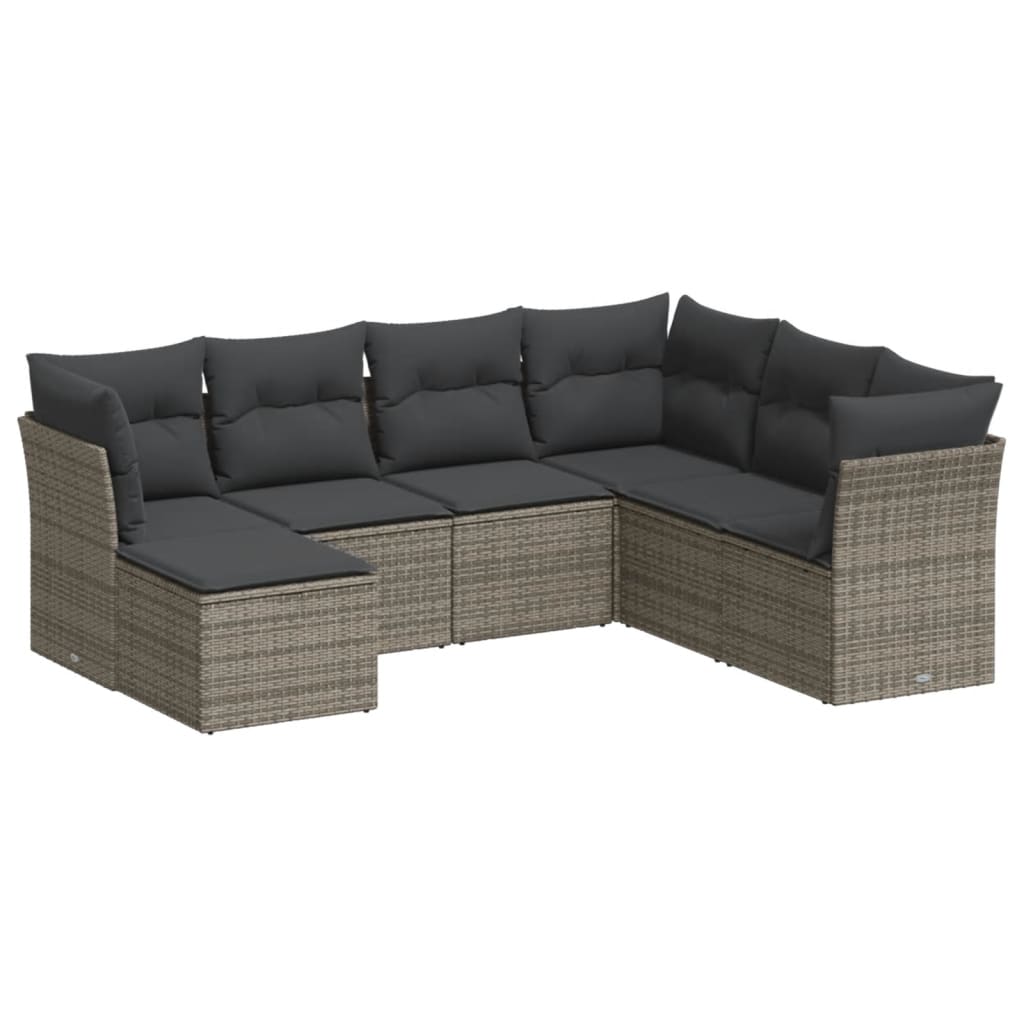 7 Piece Garden Sofa Set With Cushions Poly Rattan