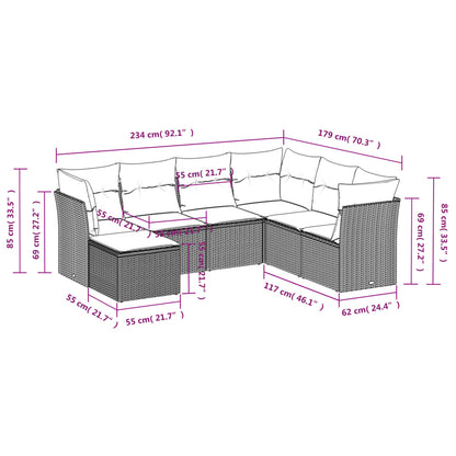 7 Piece Garden Sofa Set With Cushions Poly Rattan