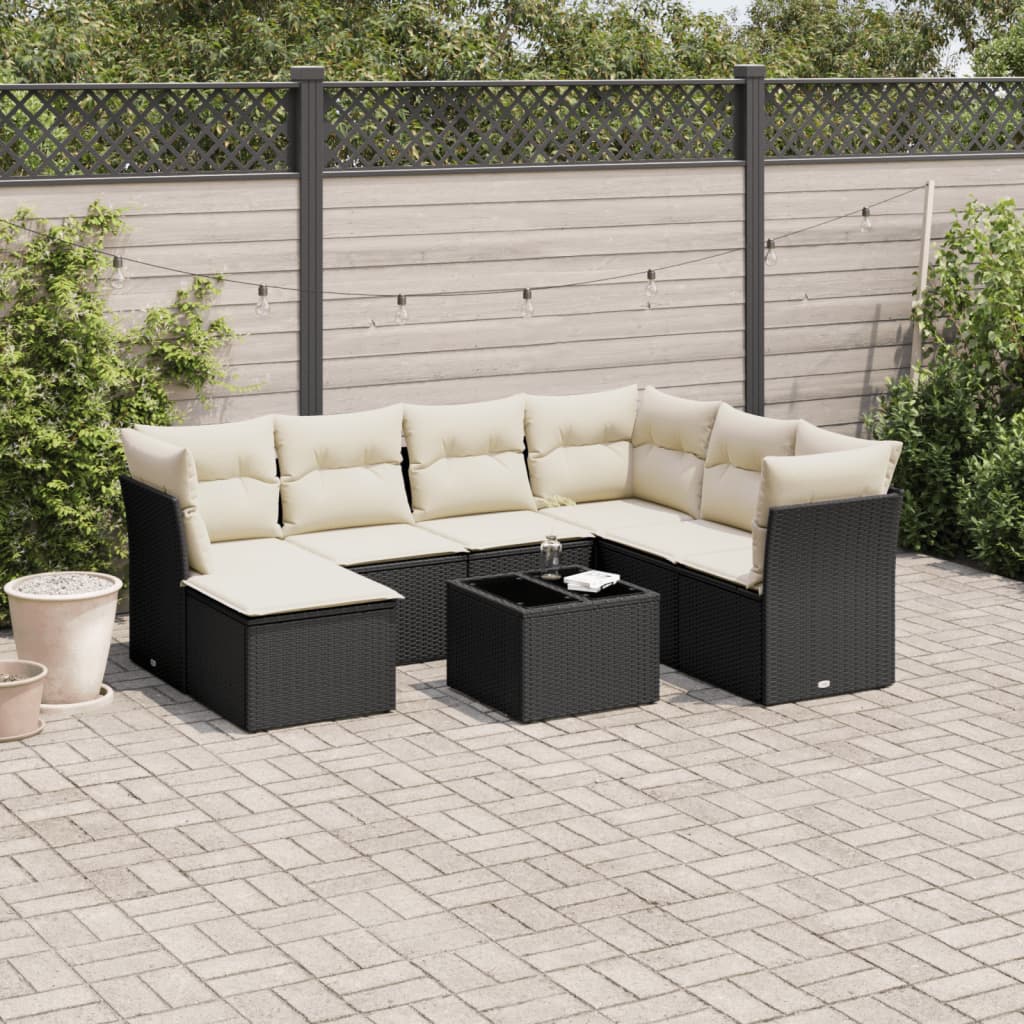 7 Piece Garden Sofa Set With Cushions Poly Rattan