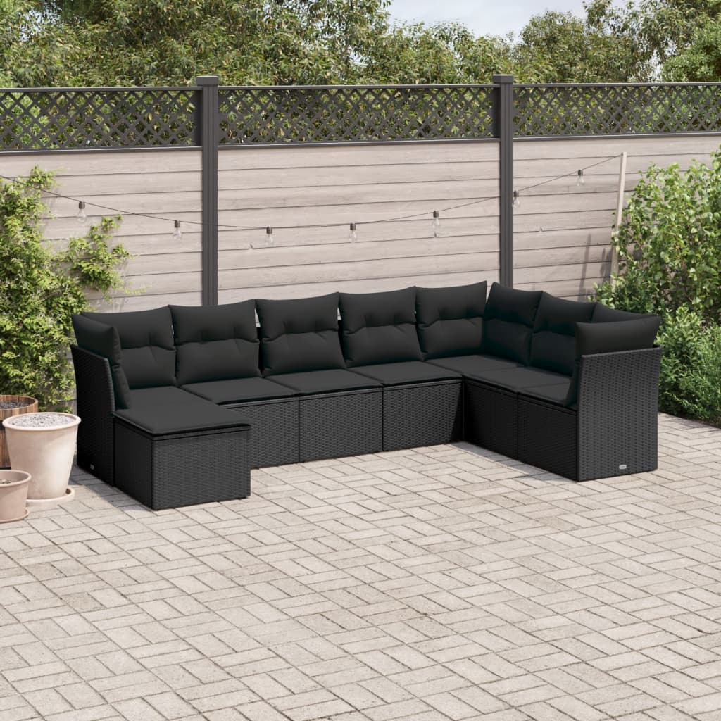 8 Piece Garden Sofa Set With Cushions Poly Rattan