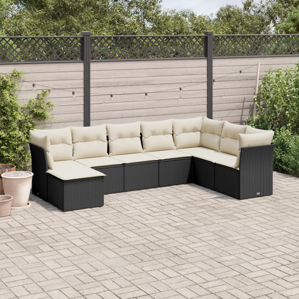 8 Piece Garden Sofa Set With Cushions Poly Rattan