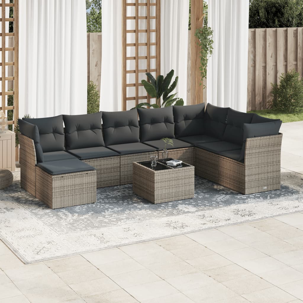 8 Piece Garden Sofa Set With Cushions Poly Rattan