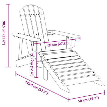 Adirondack Chair With Ottoman Solid Wood Fir