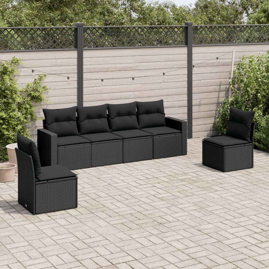 6 Piece Garden Sofa Set With Cushions Poly Rattan
