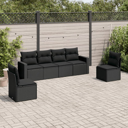 6 Piece Garden Sofa Set With Cushions Poly Rattan