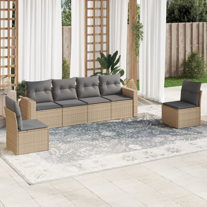 6 Piece Garden Sofa Set With Cushions Poly Rattan