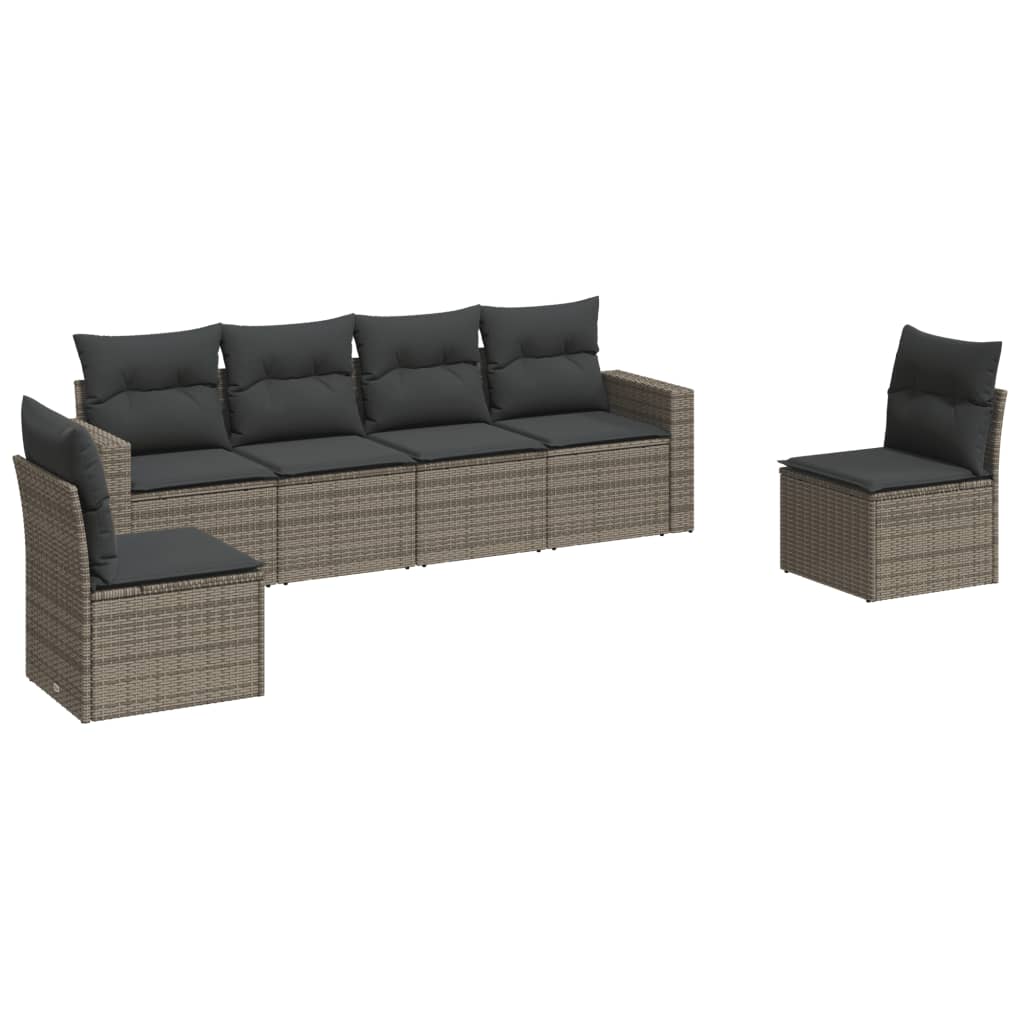 6 Piece Garden Sofa Set With Cushions Poly Rattan