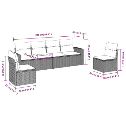 6 Piece Garden Sofa Set With Cushions Poly Rattan