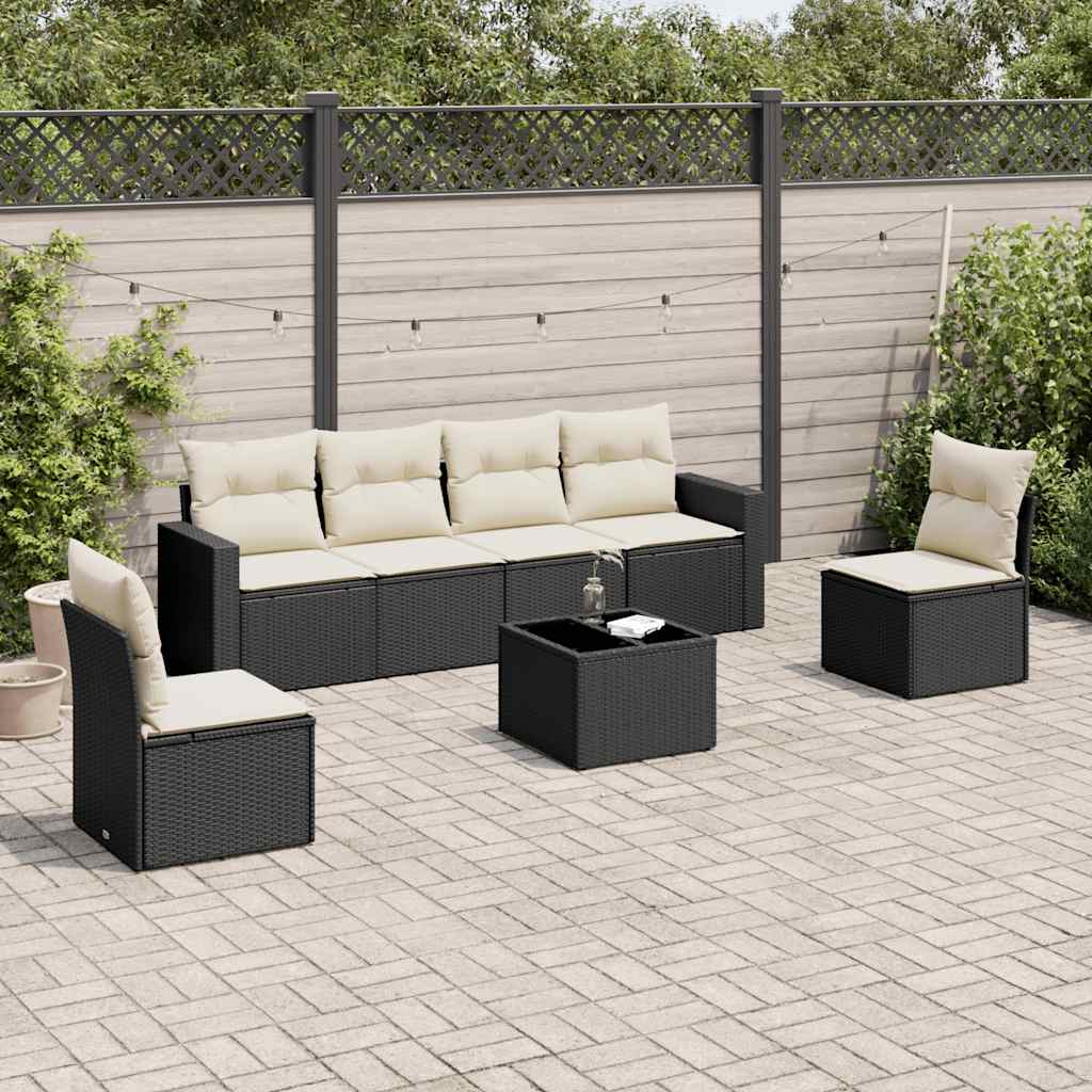 6 Piece Garden Sofa Set With Cushions Poly Rattan