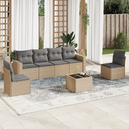 6 Piece Garden Sofa Set With Cushions Poly Rattan