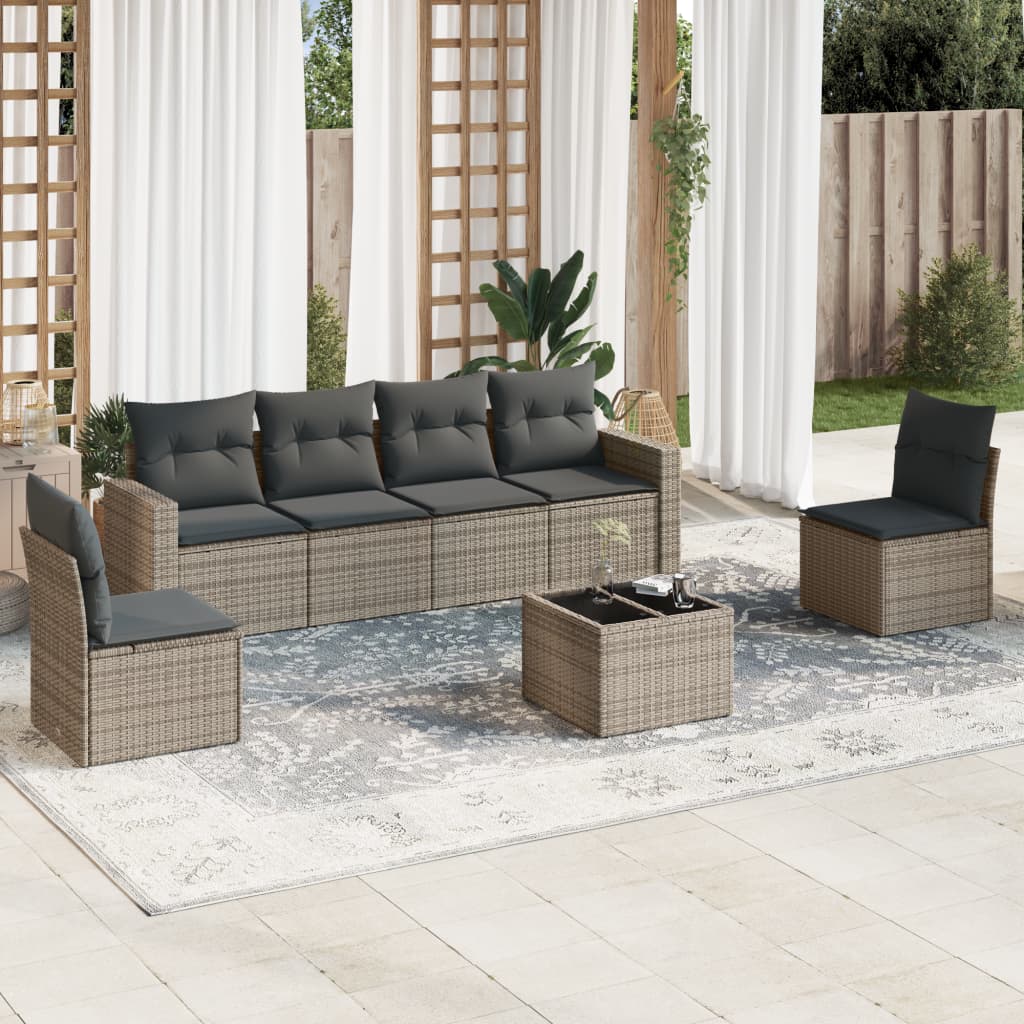 6 Piece Garden Sofa Set With Cushions Poly Rattan