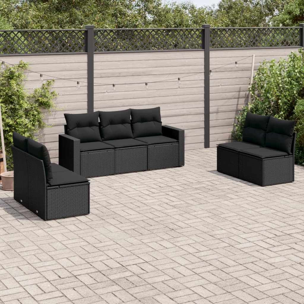 7 Piece Garden Sofa Set With Cushions Poly Rattan