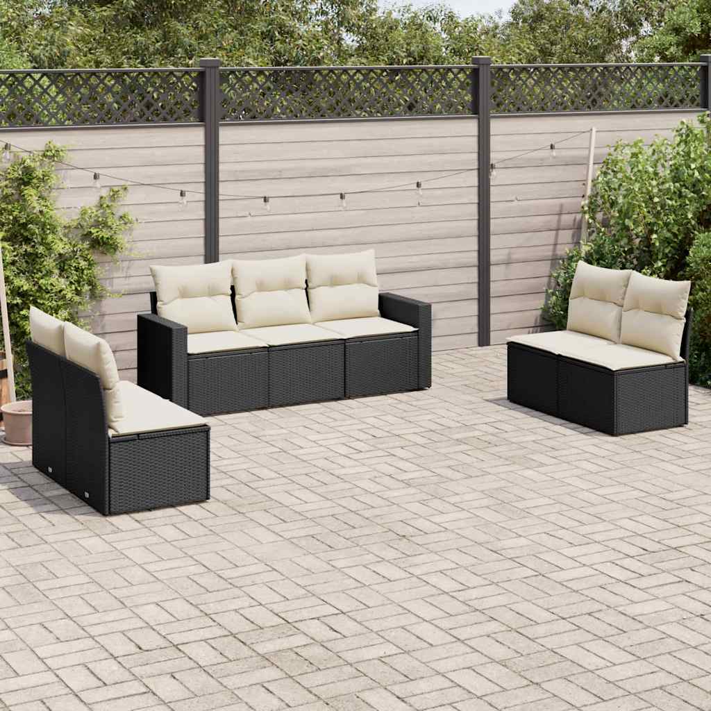 7 Piece Garden Sofa Set With Cushions Poly Rattan