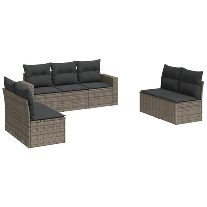 7 Piece Garden Sofa Set With Cushions Poly Rattan