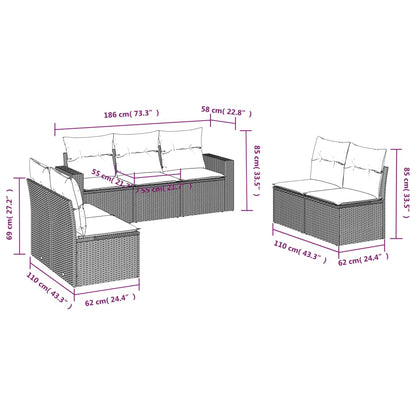7 Piece Garden Sofa Set With Cushions Poly Rattan