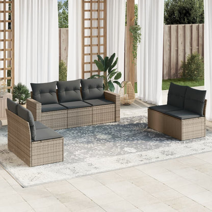 7 Piece Garden Sofa Set With Cushions Poly Rattan