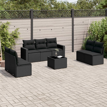 7 Piece Garden Sofa Set With Cushions Poly Rattan
