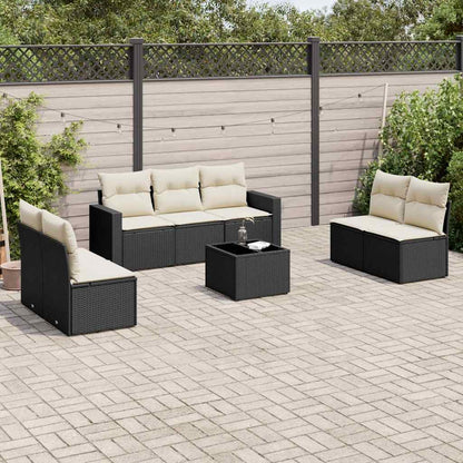 7 Piece Garden Sofa Set With Cushions Poly Rattan