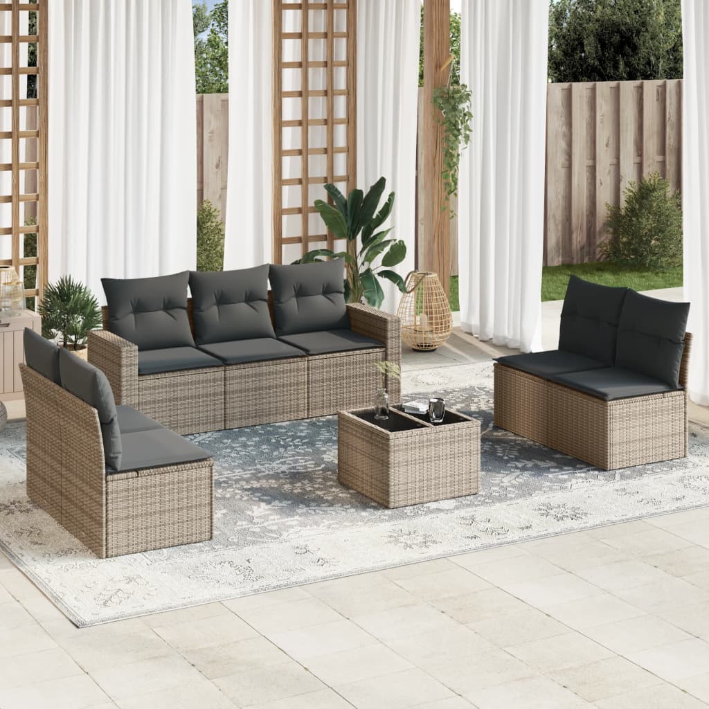 7 Piece Garden Sofa Set With Cushions Poly Rattan