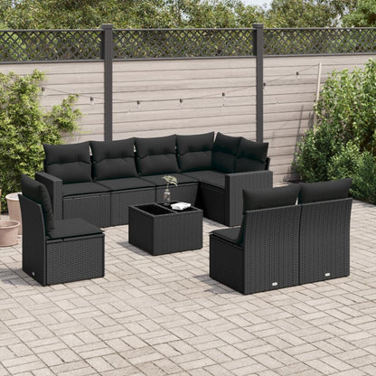 9 Piece Garden Sofa Set With Cushions Poly Rattan