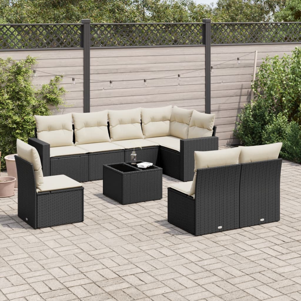 9 Piece Garden Sofa Set With Cushions Poly Rattan