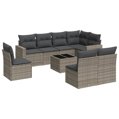 9 Piece Garden Sofa Set With Cushions Poly Rattan