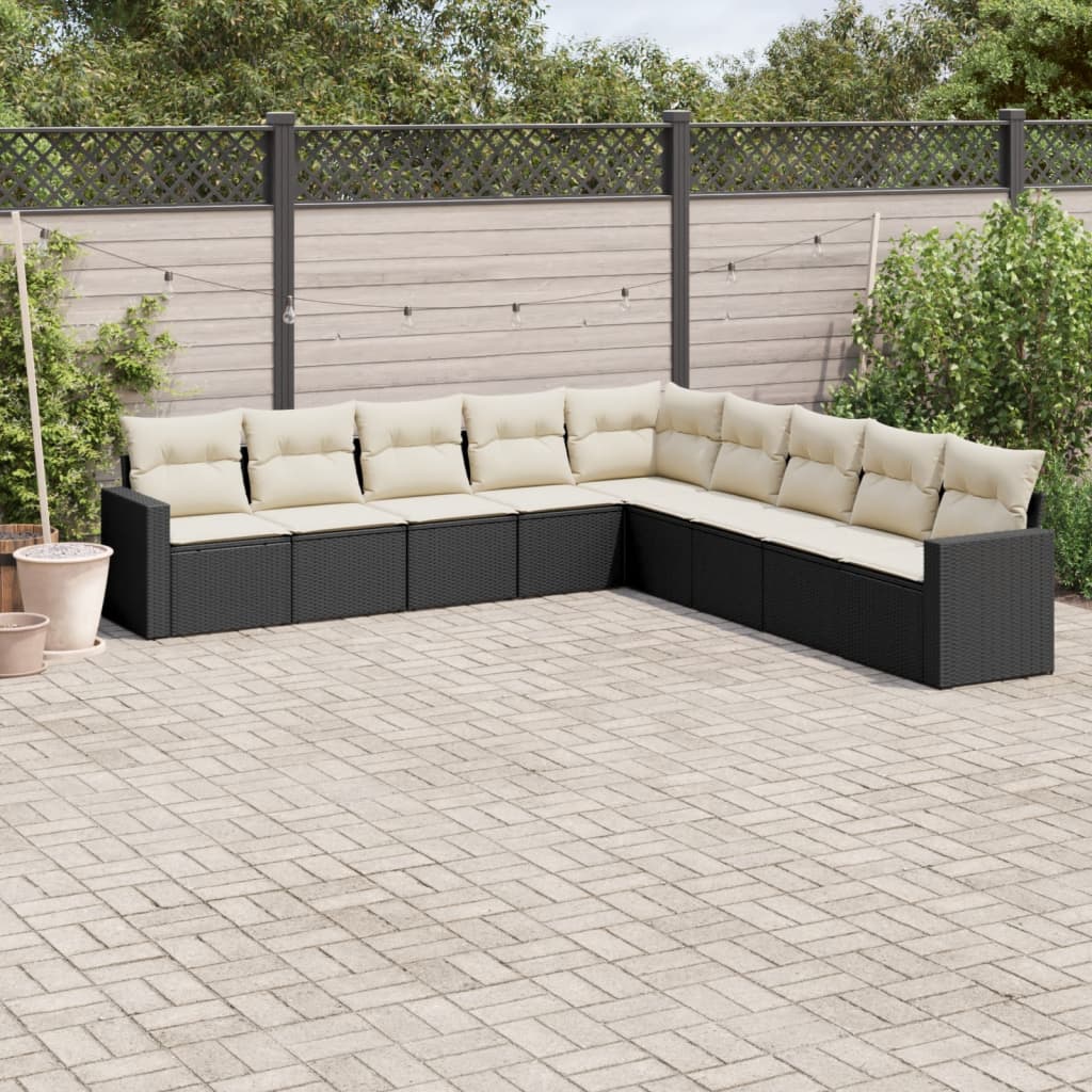 10 Piece Garden Sofa Set With Cushions Poly Rattan
