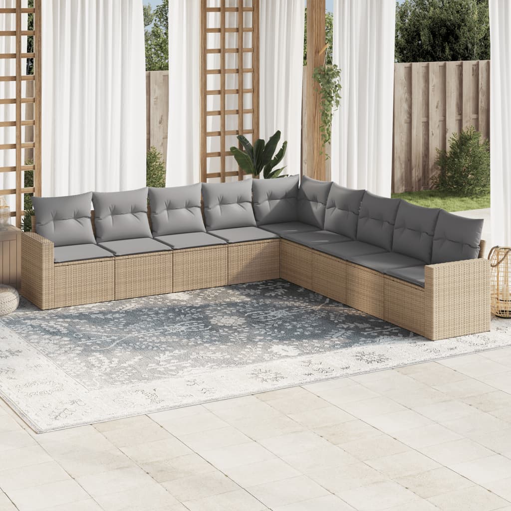 10 Piece Garden Sofa Set With Cushions Poly Rattan