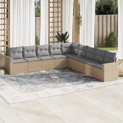 10 Piece Garden Sofa Set With Cushions Poly Rattan