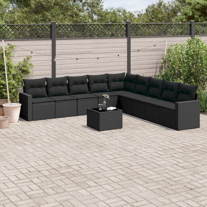 10 Piece Garden Sofa Set With Cushions Poly Rattan