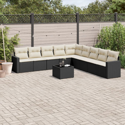 10 Piece Garden Sofa Set With Cushions Poly Rattan