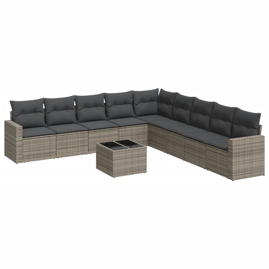 10 Piece Garden Sofa Set With Cushions Poly Rattan