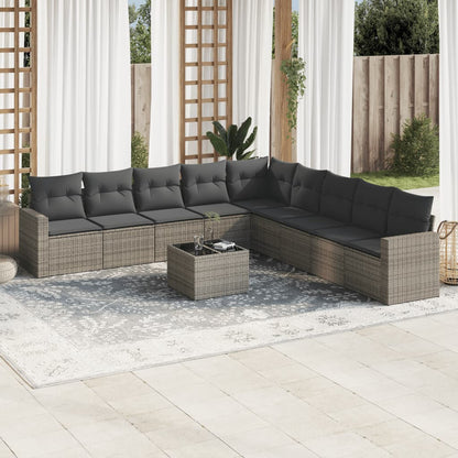 10 Piece Garden Sofa Set With Cushions Poly Rattan