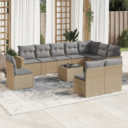 11 Piece Garden Sofa Set With Cushions Poly Rattan