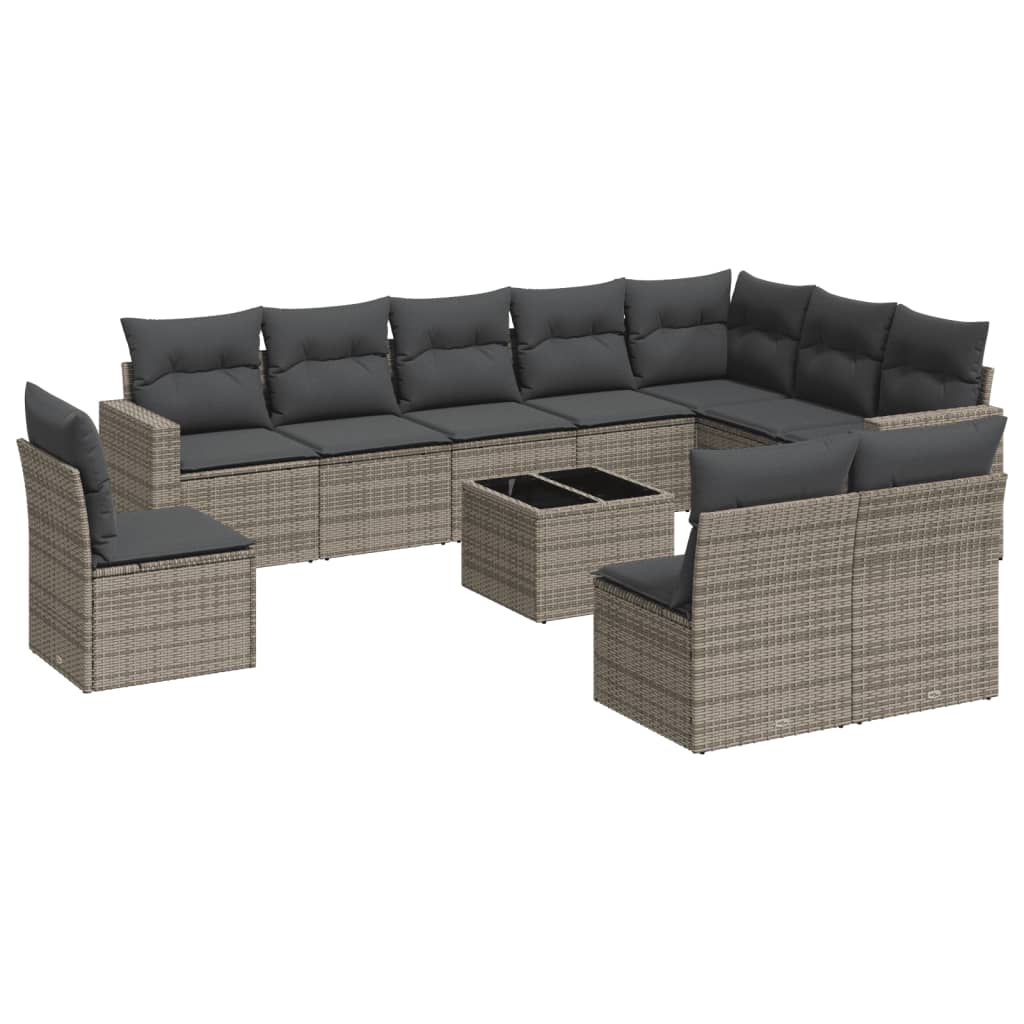11 Piece Garden Sofa Set With Cushions Poly Rattan