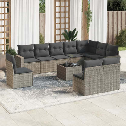 11 Piece Garden Sofa Set With Cushions Poly Rattan