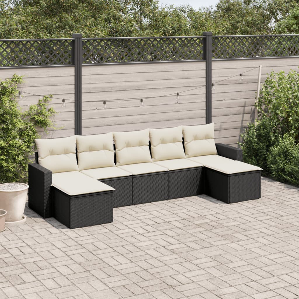 7 Piece Garden Sofa Set With Cushions Poly Rattan