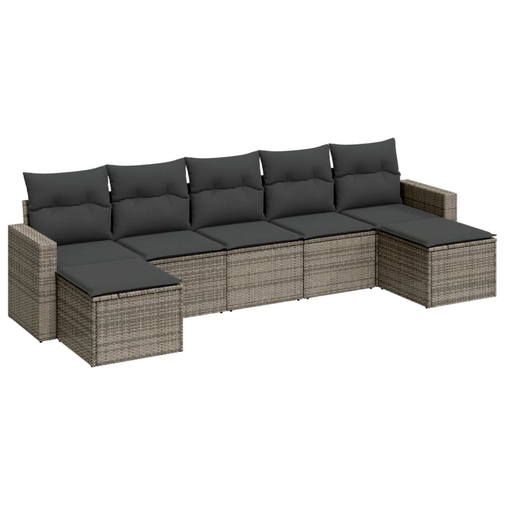 7 Piece Garden Sofa Set With Cushions Poly Rattan