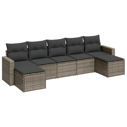 7 Piece Garden Sofa Set With Cushions Poly Rattan