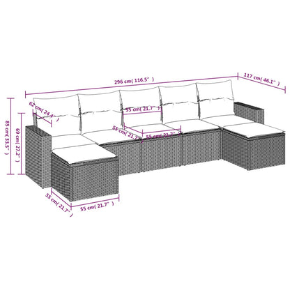 7 Piece Garden Sofa Set With Cushions Poly Rattan