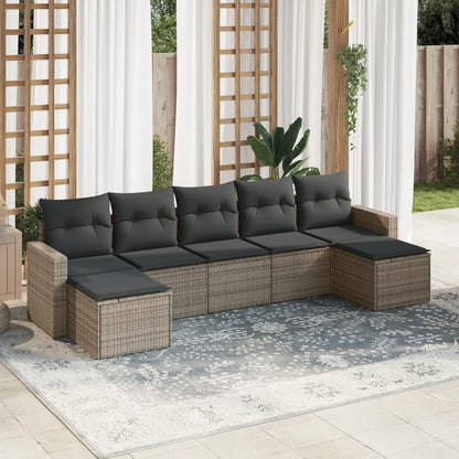 7 Piece Garden Sofa Set With Cushions Poly Rattan