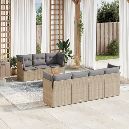 8 Piece Garden Sofa Set With Cushions Grey Poly Rattan