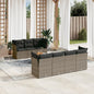 8 Piece Garden Sofa Set With Cushions Grey Poly Rattan