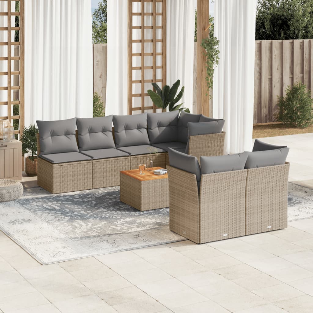 8 Piece Garden Sofa Set With Cushions Grey Poly Rattan