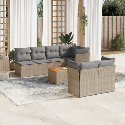 8 Piece Garden Sofa Set With Cushions Grey Poly Rattan