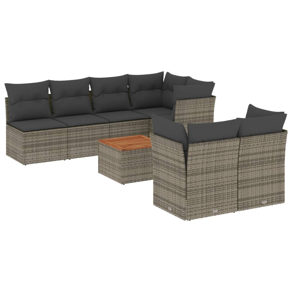 8 Piece Garden Sofa Set With Cushions Grey Poly Rattan