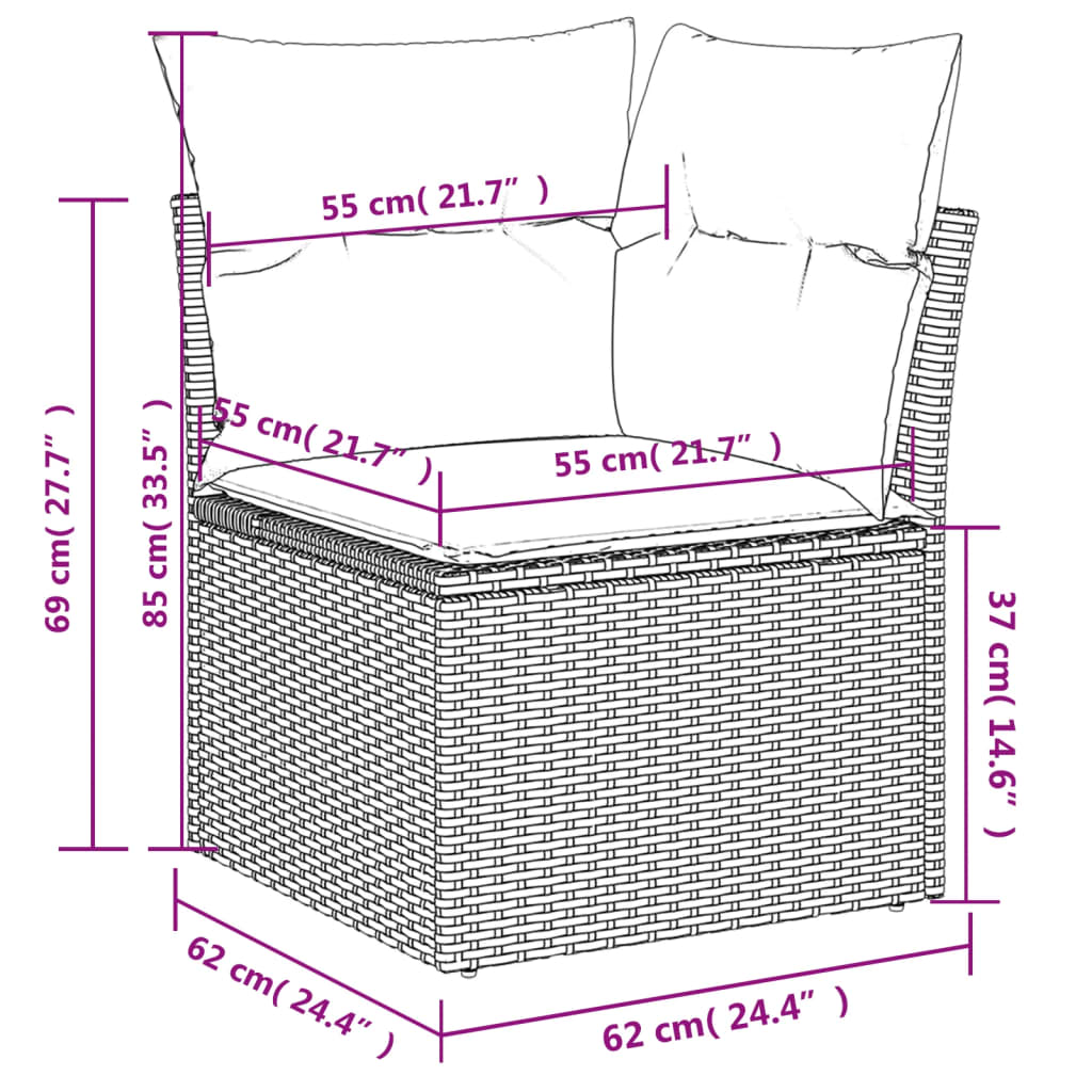 8 Piece Garden Sofa Set With Cushions Grey Poly Rattan