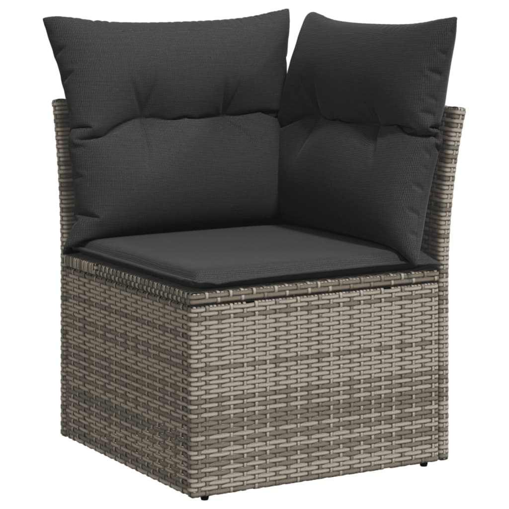 8 Piece Garden Sofa Set With Cushions Grey Poly Rattan