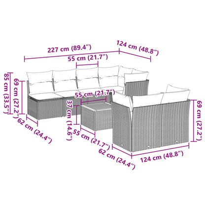 8 Piece Garden Sofa Set With Cushions Grey Poly Rattan