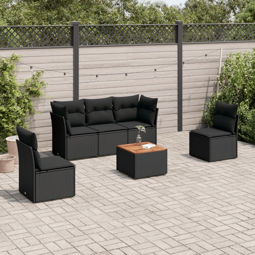6 Piece Garden Sofa Set With Cushions Grey Poly Rattan